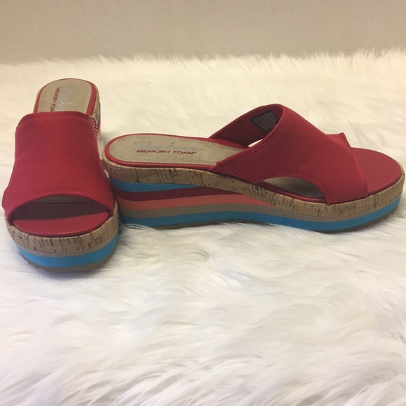 Skechers Shoes - Skechers Red Memory Foam Slides